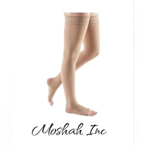Mediven for Women Comfort Thigh High 15-20 mmHg Compression Stockings, Open Toe
